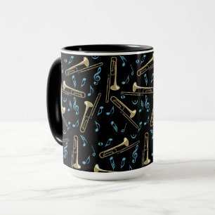 Caneca Notas de Música Trombone