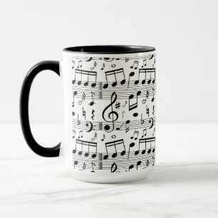Caneca Notas de partitura divertidas arte para músicos