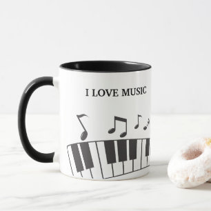 Caneca Notas do teclado do Piano de Texto Personalizado