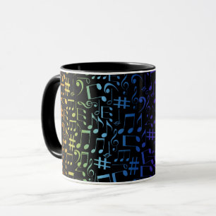 Caneca Notas Musicais Coloridas Músicos Amantes da Música