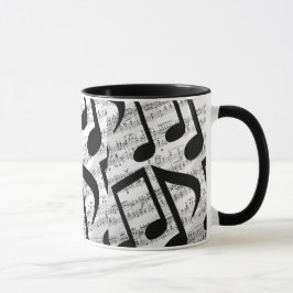 Caneca Notas musicais Na moda modernas