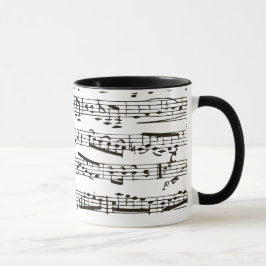 Caneca Notas musicais preto e branco