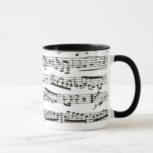 Caneca Notas musicais preto e branco