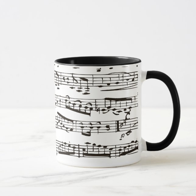 Caneca Notas musicais preto e branco (Direita)