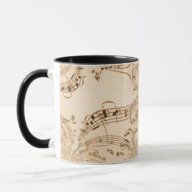 Caneca Notas Musicais Rústicas Antigas (Esquerda)