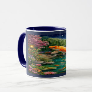 Caneca Noturna do Jardim Zen com Peixes Koi Mágico
