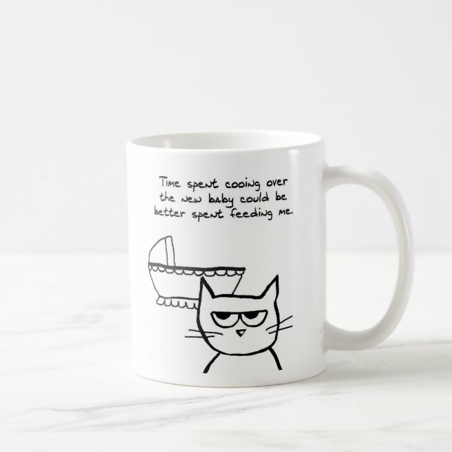 Caneca nova engraçada da mamã - o gato é ciumento (Direita)