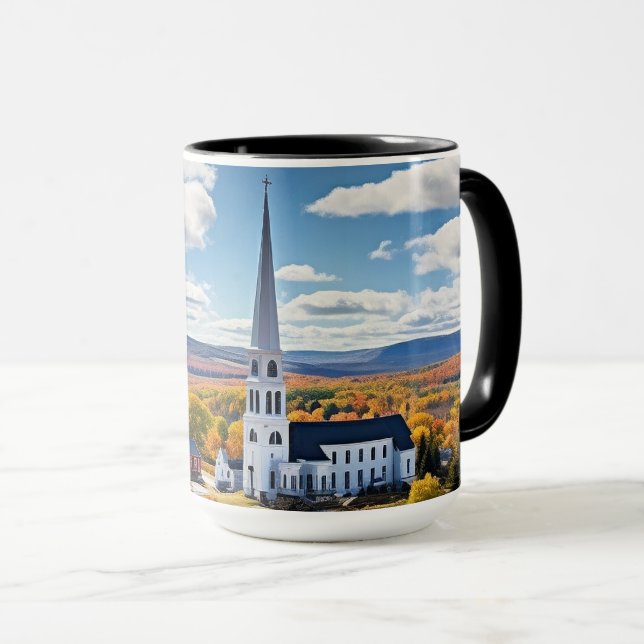 Caneca Nova Inglaterra - Paisagem no outono (Frente Esquerda)