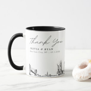 Caneca Nova Iorque Casamento Mínimo de Café Personalizado