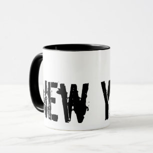 Caneca Nova Iorque - Estilo Urbano Negro e Lã Branca