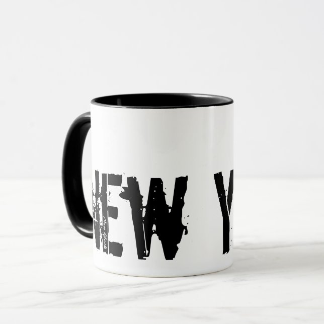 Caneca Nova Iorque - Estilo Urbano Negro e Lã Branca (Frente Esquerda)
