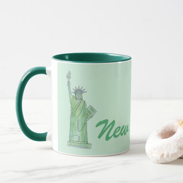 Caneca Nova Iorque NYC - Estátua Verde da Liberdade (Com Donut)