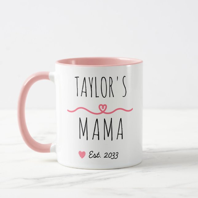 Caneca Nova Mamãe com Nome Personalizado, Título e Ano de (Esquerda)