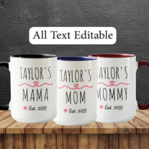 Caneca Nova Mamãe com Nome Personalizado, Título e Ano de