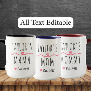 Caneca Nova Mamãe com Nome Personalizado, Título e Ano de