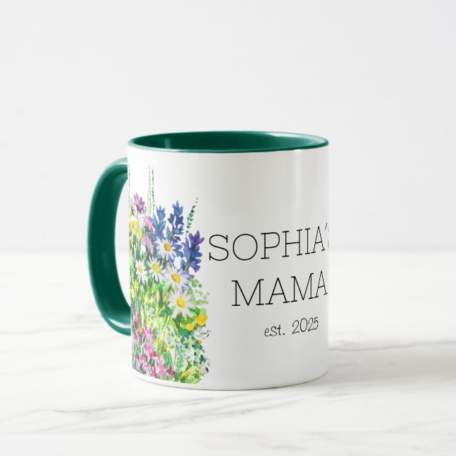 Caneca Nova Mamãe, flores silvestres (Frente Esquerda)