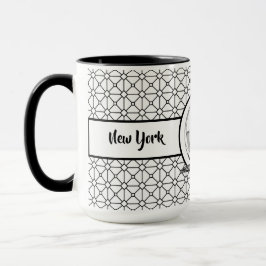Caneca Nova York - Padrão Elegante Black Ringer 15oz Mug
