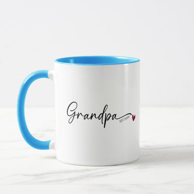 Caneca Novo Avô Ano de Estabelecimento Script Azul (Esquerda)