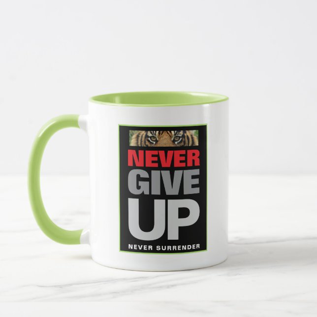 Caneca Nunca Desista Nunca Entregue O Combo Branco E Verd (Esquerda)