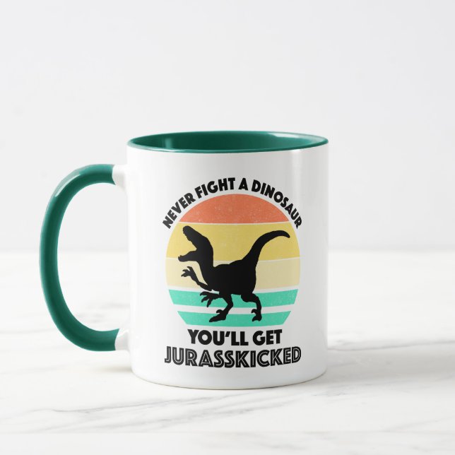 Caneca Nunca Lute Contra Um Dinossauro - Você Vai Ter Jur (Esquerda)