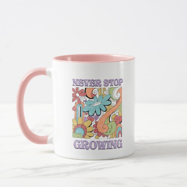 Caneca Nunca Pare de Crescer Retro  (Esquerda)