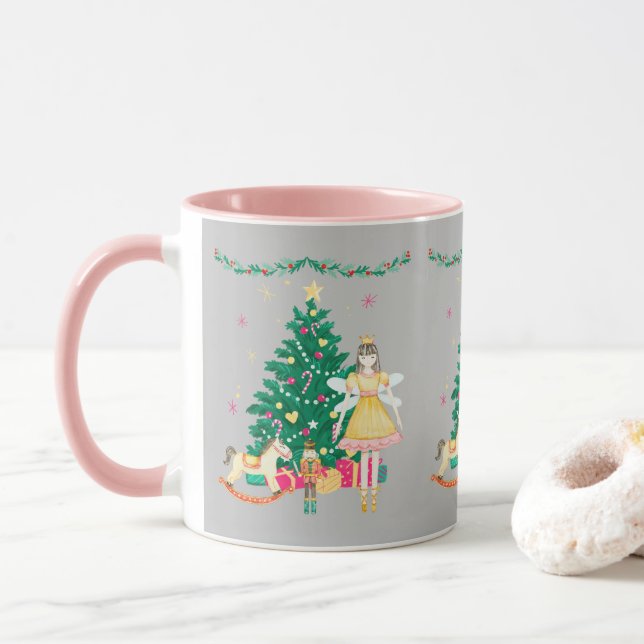 Caneca Nutcracker Ballerina Watercolor Natal (Com Donut)