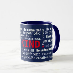 Caneca nuvem de palavra inspiradora em azul marinho