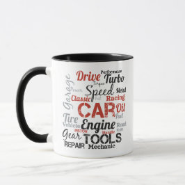 Caneca Nuvem de Palavras de Entusiasta de Carros