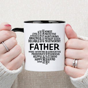 Caneca Nuvem de Palavras Pai Preto e Branco