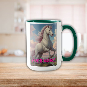 Caneca Nuvens de Unicórnio Branco Personalizadas