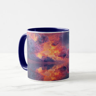 Caneca Nuvens Dramáticas Surreais Com Pôr do Sol Ardente