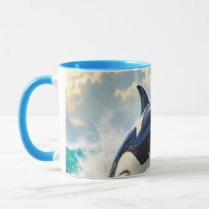 Caneca Nuvens Marinhas de Golfinho Fofo Fantasia