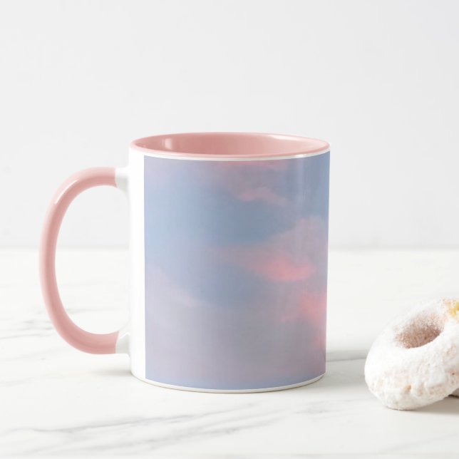 Caneca Nuvens rosa personalizáveis (Com Donut)