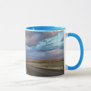Caneca Nuvens Sunset Sobre Gravel Zumwalt Prairie Road