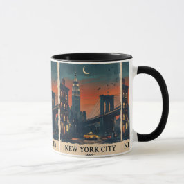 Caneca NYC Night Skyline Coffee Mug New York City Art Cup