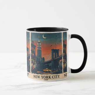 Caneca NYC Night Skyline Coffee Mug New York City Art Cup