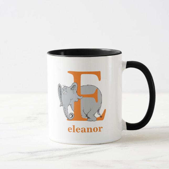 Caneca O ABC do Dr. Seuss: Letra E - Laranja | Adicione S (Direita)