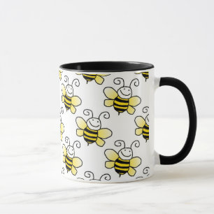 Caneca O amarelo retro Bumble o teste padrão da abelha