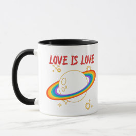 Caneca O amor é amor. Planeta arco-íris. Orgulho LGBTQ+