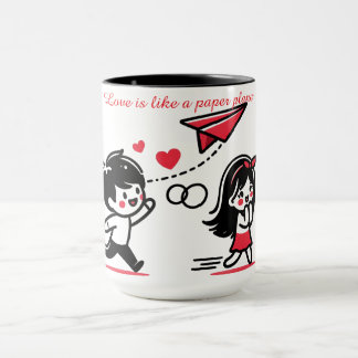 Caneca O amor é como um avião de papel
