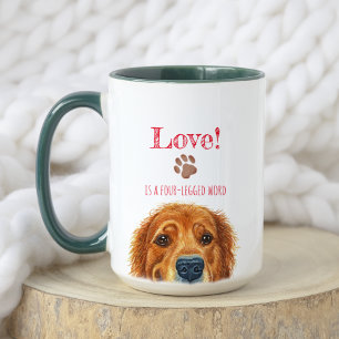 Caneca O amor é uma palavra de quatro pernas Retriever
