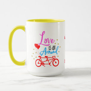Caneca O Amor Personalizado Da Bicicleta Tandem Está Por