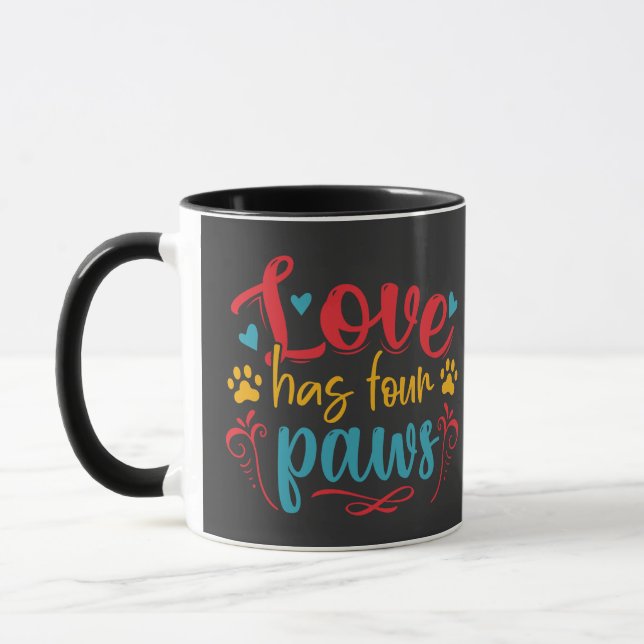 Caneca O Amor Tem Quatro Cachorros De Pata (Esquerda)