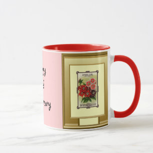 Caneca Ò aniversário feliz, Phlox cor-de-rosa