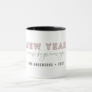 Caneca O Ano Novo Elegante começa com duas fotos persona