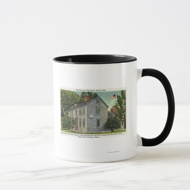 Caneca O antigo Hancock Clark House View, Paul Revere Rod (Direita)