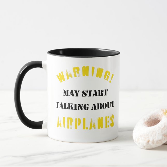 Caneca O aviso pode começar a falar de aviões (Com Donut)