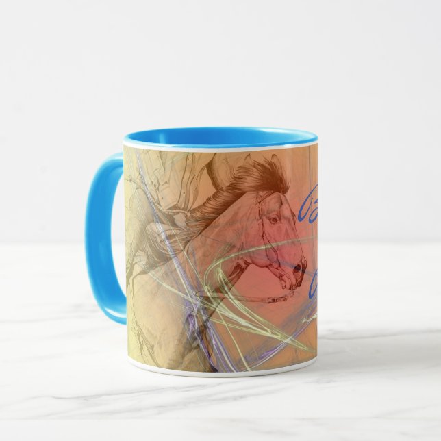 Caneca O Barrel Racer (espiral laranja amarelo) (Frente Esquerda)