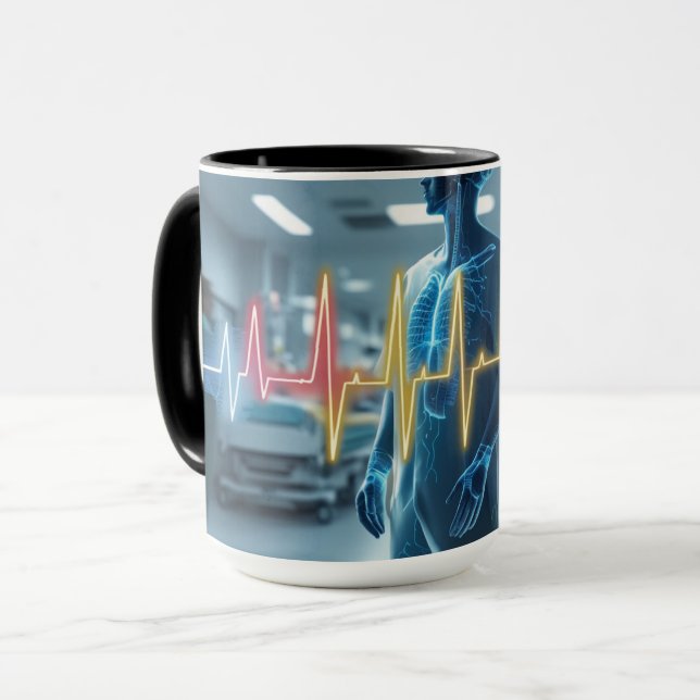 Caneca O batimento cardíaco de um hospital (Frente Esquerda)