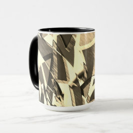 Caneca O bege listra sobre a imagem marrom com garoa